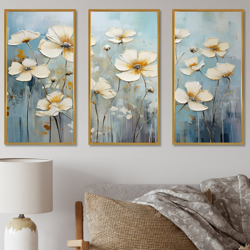 Ensemble de salon élégant Buttercups Meadow II - Buttercups, Cadre flottant doré, H 40 po x l 60 po x P 1 po