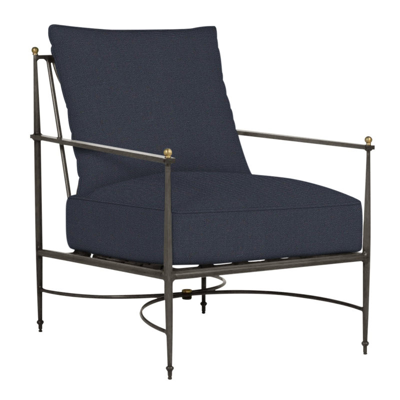 Roma Patio Chair with Cushions, Linen Navy, Welt