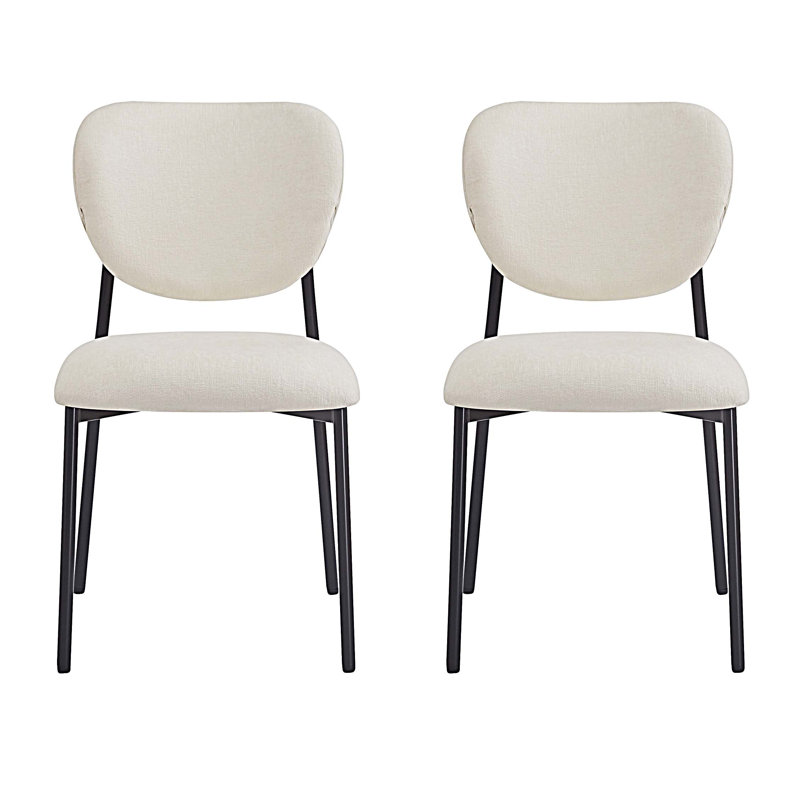 Chaises de salle à manger rembourrées avec pieds en métal, beige