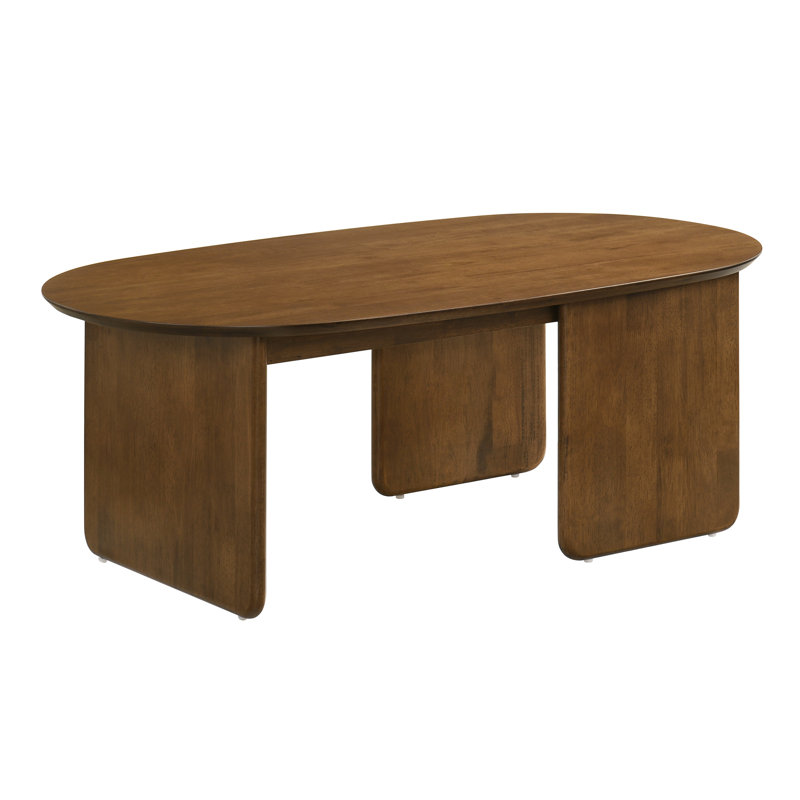 Oval Solid Wood Coffee Table With Three Legs, Farmhouse Coffee Table For Bedroom/Living Room