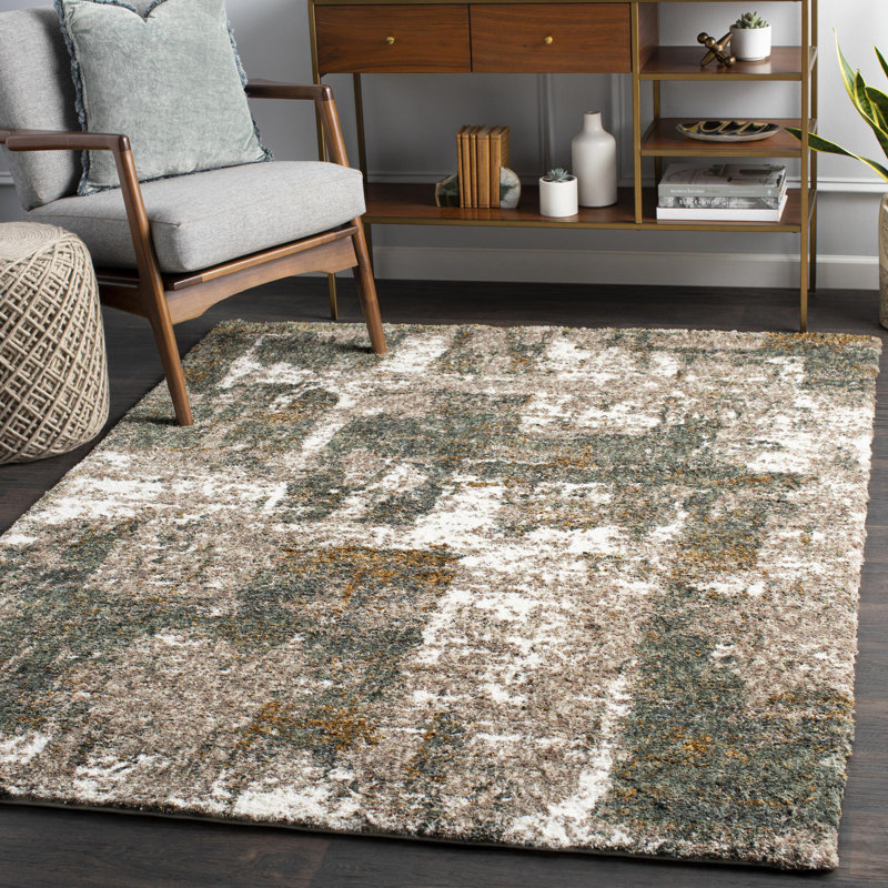 Maestas Abstract Indoor Rug, Rectangle 2' x 3', Brown/Green/Yellow