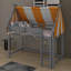 Lit mezzanine double avec auvent, lumières DEL et étagère à livres-2080868104-2080868150