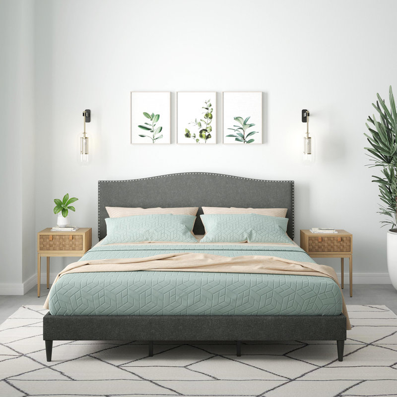 Salvaggio Upholstered Platform Bed, Stone, King
