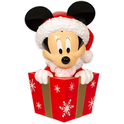 Kurt Adler Unlit Treetop, Disney Mickey in a Present, Plastic, 8in