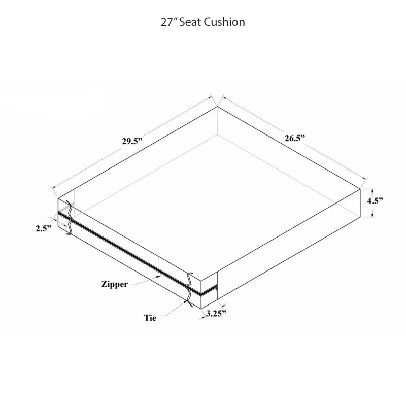 Coussin de siège simple 27 po, Blanc