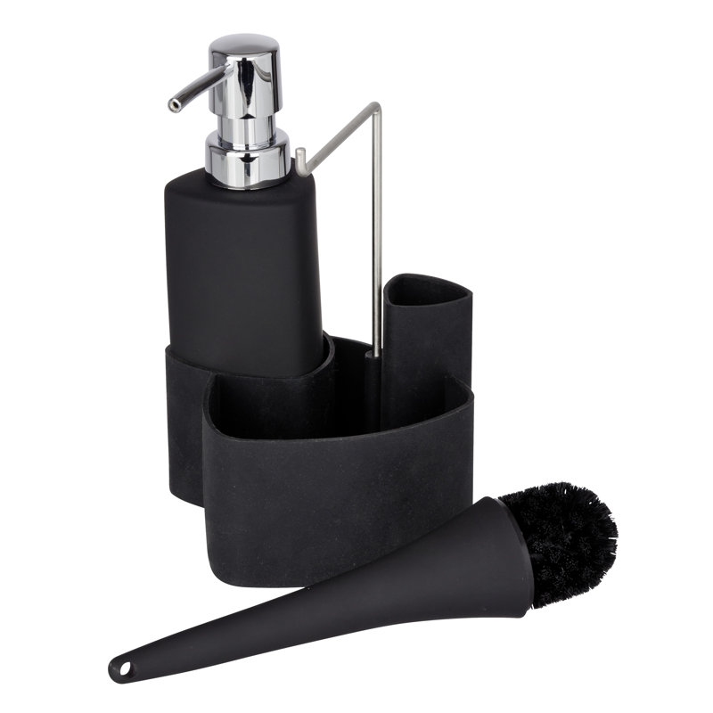 Porcelain China Bathroom Accessory Set, Black