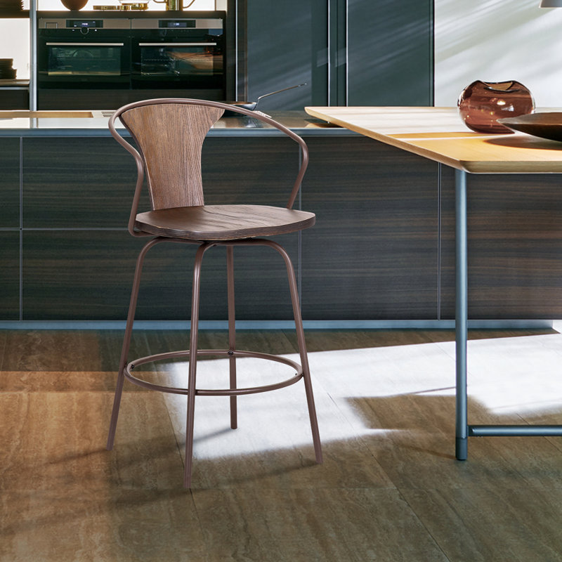 Swivel Counter Stool with Metal Frame, Brown
