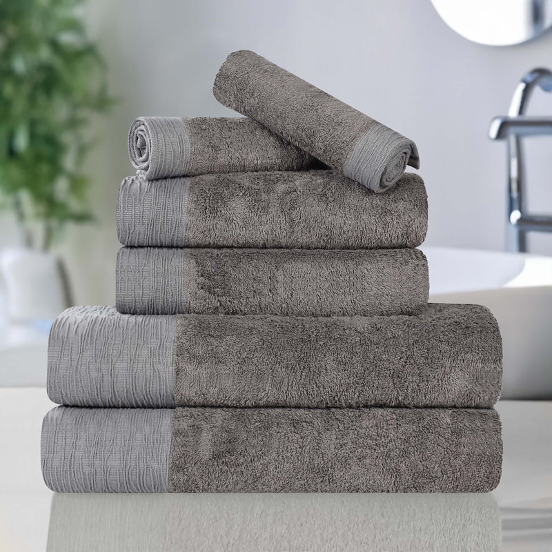 Ensemble de serviettes en rayonne de bambou et en coton mélangé hypoallergénique, Gris anthracite
