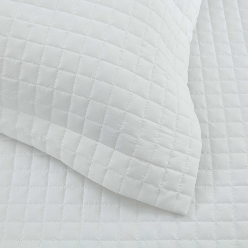  Ensemble de couvre-lit en microfibre 2 pièces, Courtepointe grande + 2 taies décoratives, Blanc