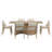 Arusha Wave Base Dining Table Set - Beige Linen Dining Chairs, 7-Piece Set-112652390