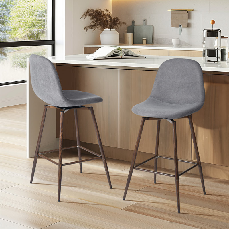 Gillham 360° Swivel Bar Height Stools Solid Back Bar Chairs with Backrest, Footrest for Kicthen/Bar