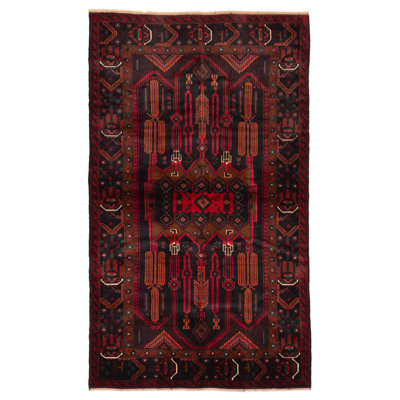 Teimani Black, Red Rug 4'1" x 7'1"