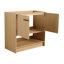 Meuble-lavabo de salle de bain avec lavabo en céramique, 2 portes à fermeture douce, meuble-lavabo autoportant, contreplaqué-887185852