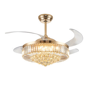 Houstyn Dimmable Crystal Ceiling Fan with LED Lights and Remote Control