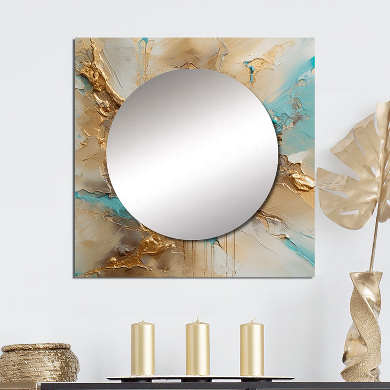 Franklim - Miroir carré abstrait en marbre pour décoration murale, 23 po x 23 po
