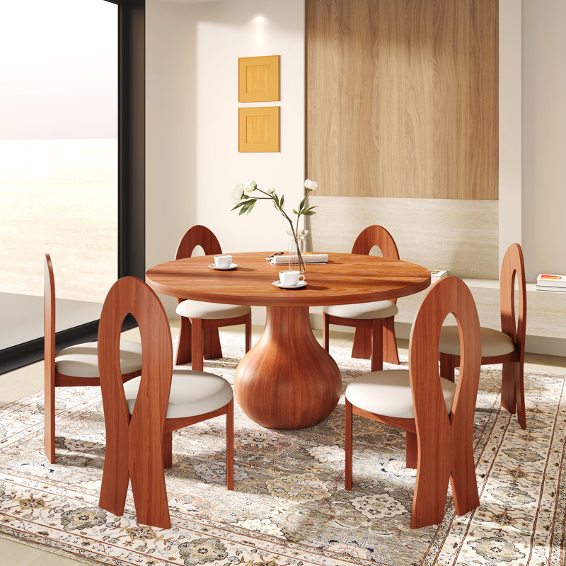 Table de salle à manger en bois massif Farmhouse, H 29,52 po x L 53,15 po x l 53,15 po, Noyer foncé