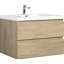 Meuble-lavabo de salle de bain avec lavabo et plateau en résine, meuble-lavabo moderne à tiroirs en chêne naturel, rangement de tiroir pratique