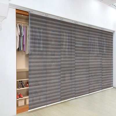 Ottoline Black 6-Panel Single Rail Panel Track Extendable 70"-130"W x 116"H, Panel width 23.5"