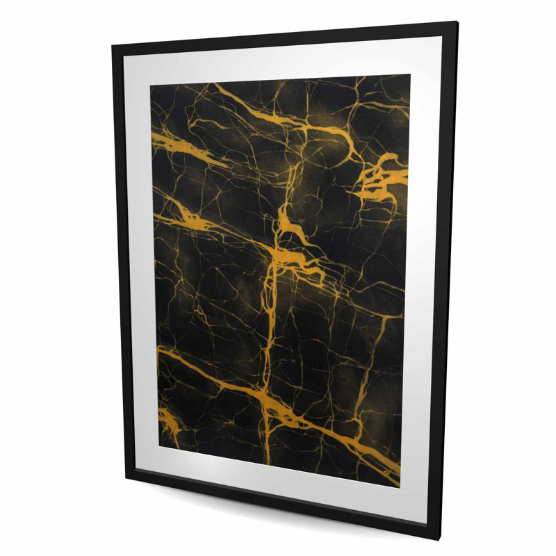 Texture de marbre noir et doré | Reproduction abstraite contemporaine