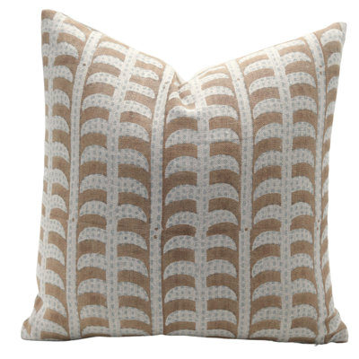 Housse de coussin à motif à la main en lin épais 14 "x 36" Fab Divine Garud