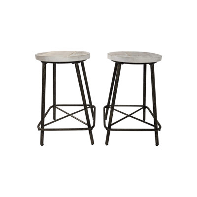 Industrial Black 24-Inch Backless Counter Stool with Durable Metal Base