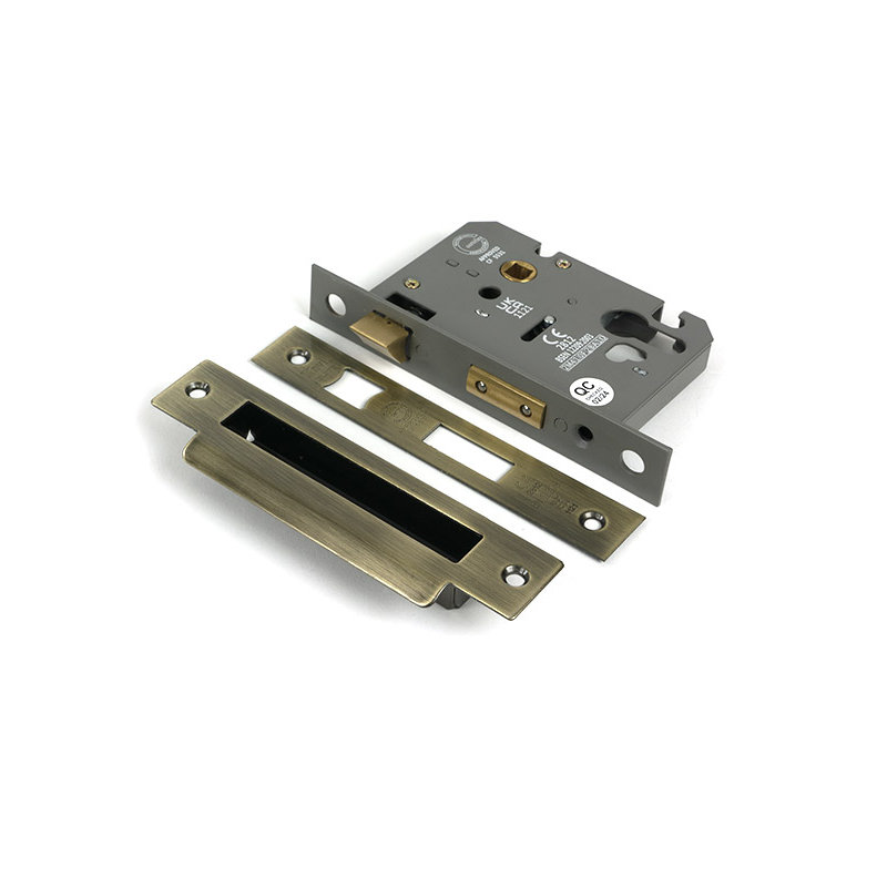 Euro Profile Sash Lock, Aged Brass