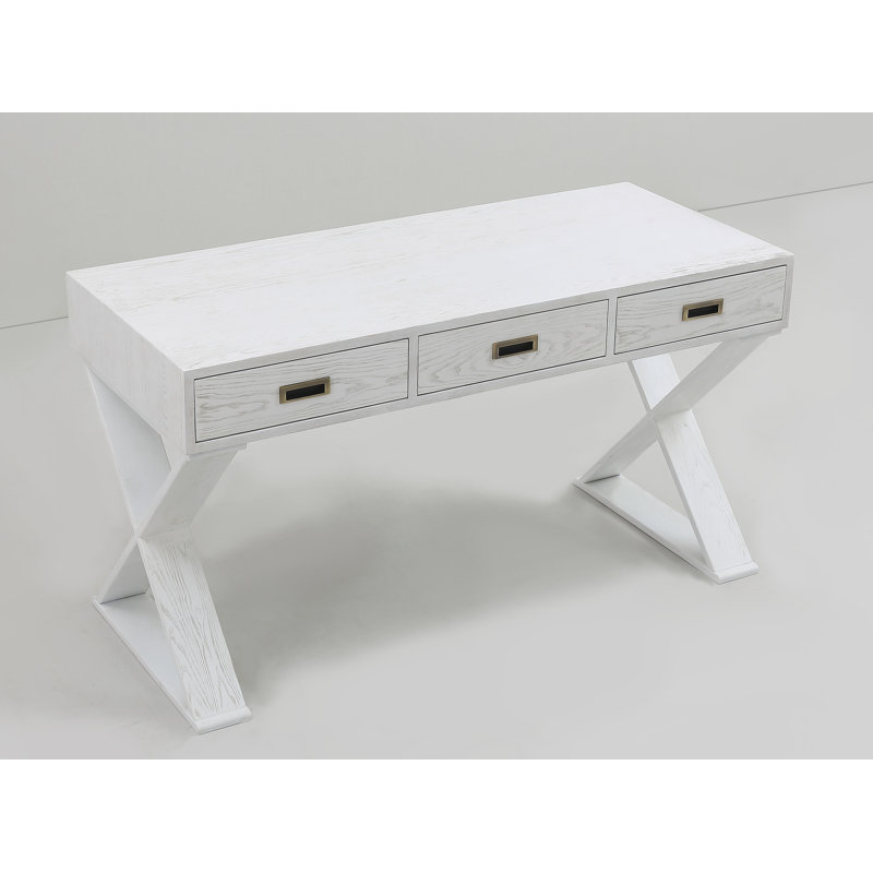 Bureau en bois massif Crowborough, Blanc classique