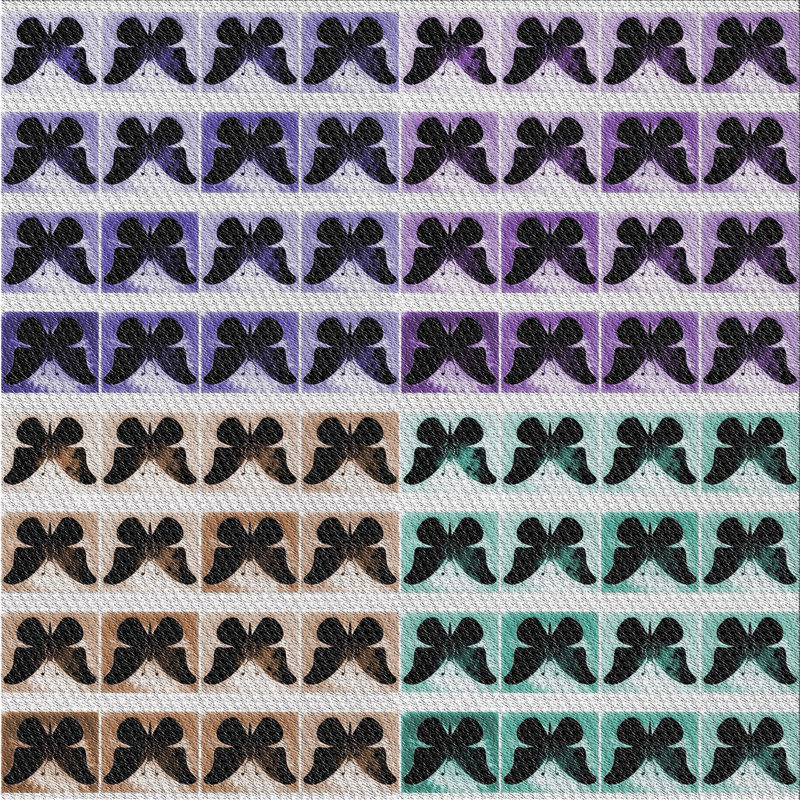 Tapis violet/rouge/vert à motif, Carré 5 pi