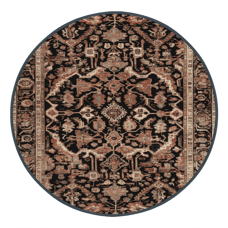 Tapis brun lavable à la machine, Rond 8 pi