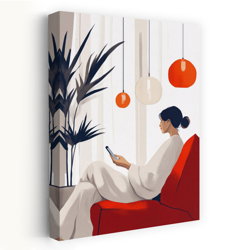 Art moderne de l'architecture moderne végétale sereine, 48" H x 32" W