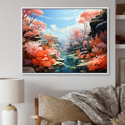 " Coral Colorful Coral Pastoral II " Mixed Media Print