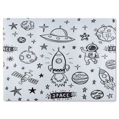 Doodle Space Glass Chopping Board