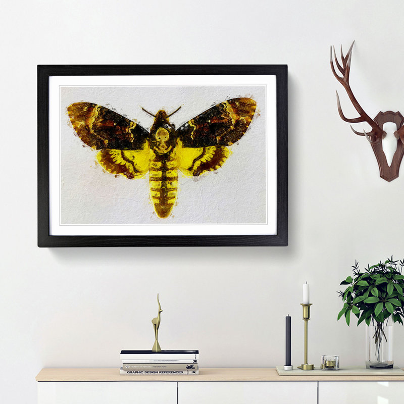 Deathshead Moth - Picture Frame Painting Print, Black Framed, 48cm H x 65cm W x 2cm D