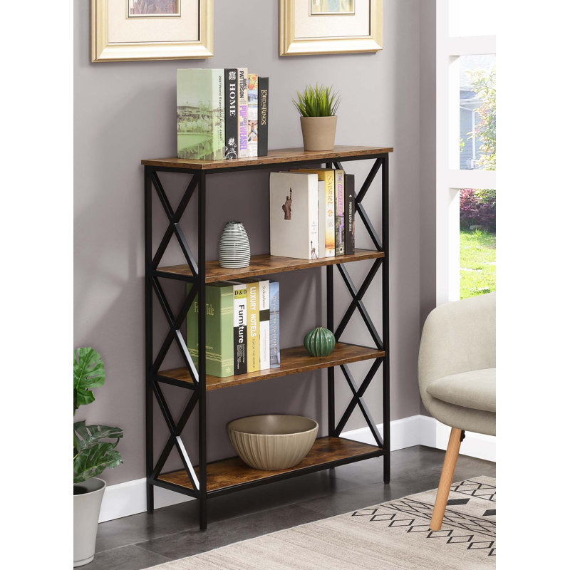 Ariyana 41.5'' H x 31.5'' W Metal Etagere Bookcase, Barnwood