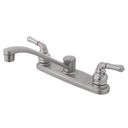 Double Handle Kitchen Faucet, Chrome, Without Spray