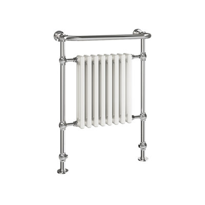 26.5"x37"x10.5" Flanders Floor Standing Traditional Electric Plug-In Towel Warmer - Chrome, Fluid Filled, Radiator Design, Lifetime Warranty