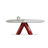 70.47" Modern Oval Marble Dining Table with Sculptural Red Stainless Steel Base for 6-8 People