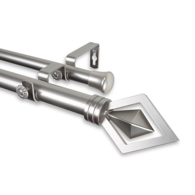Tringle à rideaux double Moeller, Nickel satiné, l 48 po à 84 po