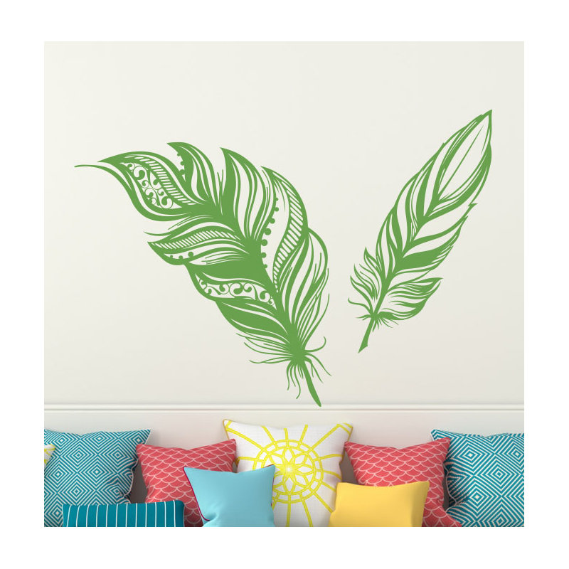 Adhésif décoratif plumes, H 22 po x l 31 po, Vert citronnier