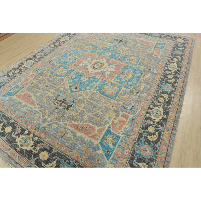 Tapis gris nouvel âge en laine 9 pi x 11 pi 11 po Muriam