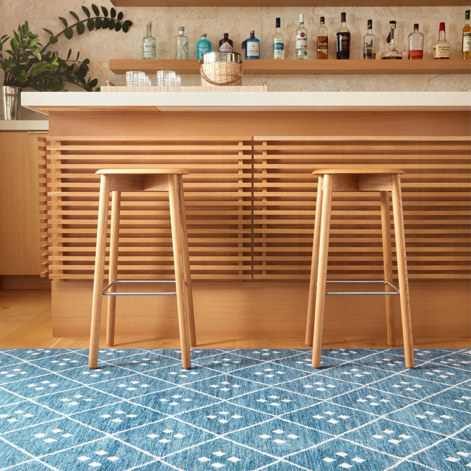 Kota Indigo Machine Washable Rug, Rectangle 2' x 3'