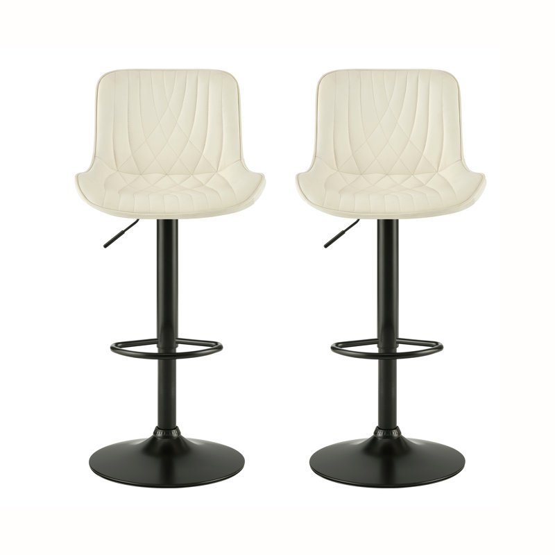 Ensemble de 2 tabourets de bar réglables Kovyn, Ivoire ivoire, Ivoire ivoire