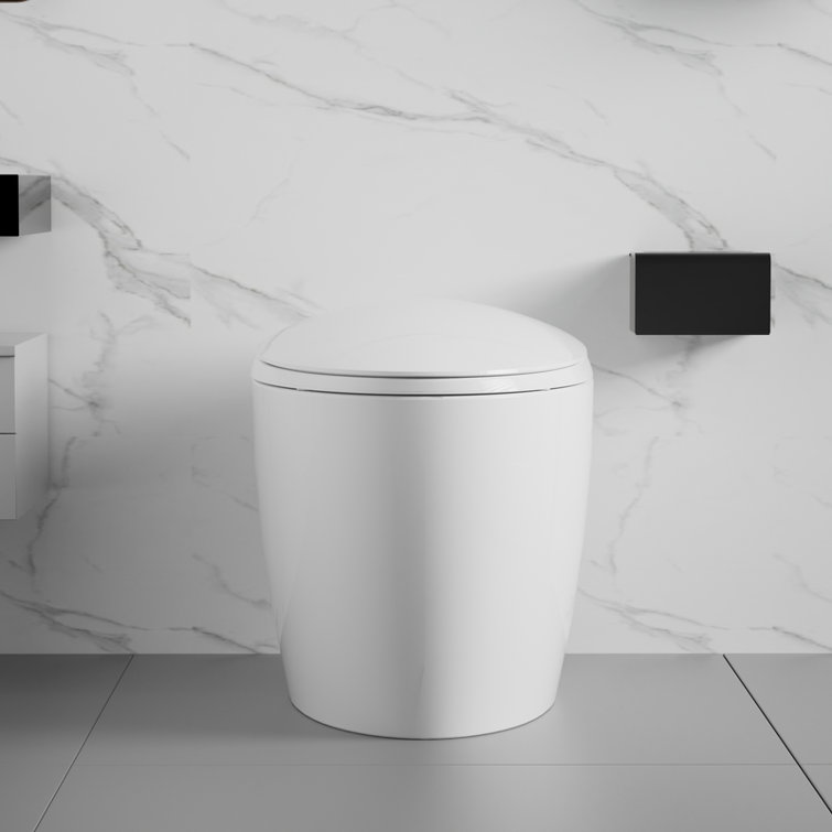 Smart Toilet with Bidet Built In, Intelligent One Piece Toilet , Auto Open/Close Seat Foot Sensor
