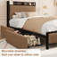 Structure de lit simple avec 2 tiroirs et station de charge, rose-1959065443-1959065446