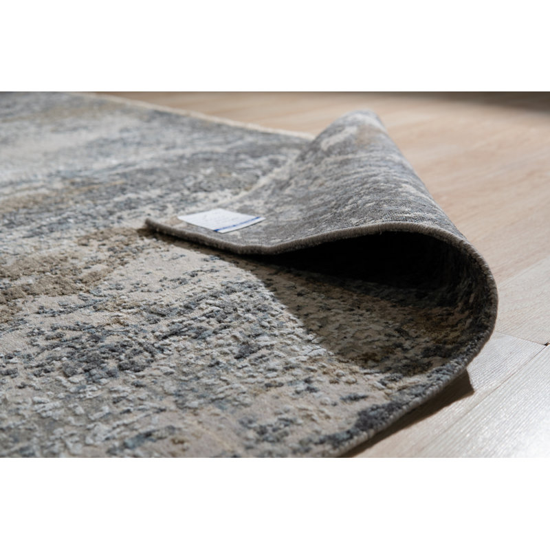 Gray Hand Knotted Wool Area Rug