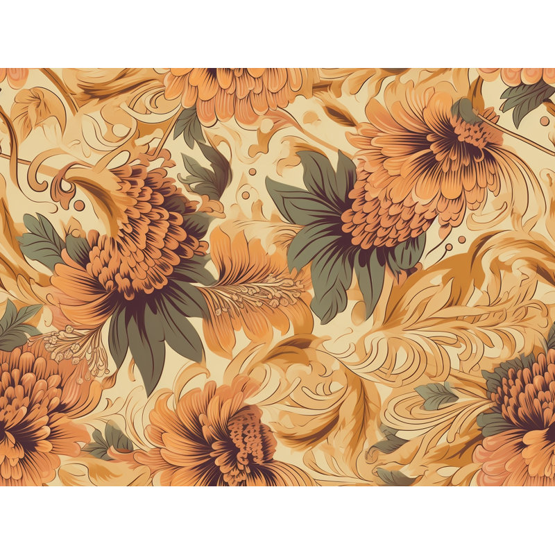 Machine Printed Comforter, Twin Extra Long Comforter, Gold/Beige Floral