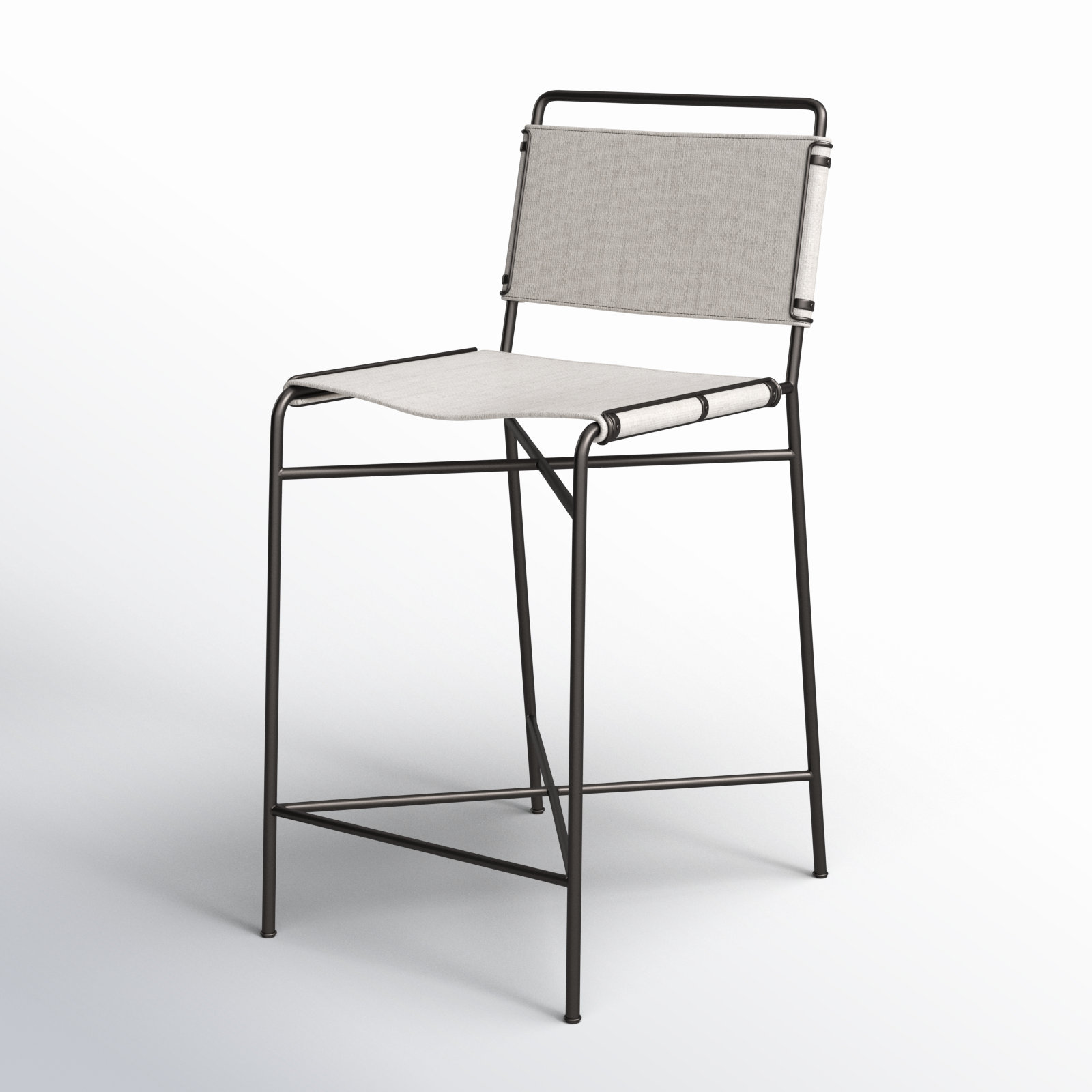 Kenza Counter Stool, Counter Stool (26” Seat Height), Vegan Leather-Black, Black