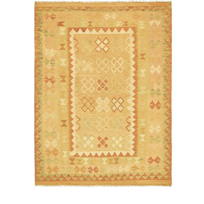 Tapis de pêche one-of-kind à la main-noué la new age pêche 4 pi 10 po x 6 pi. de la laine 9 po Elland