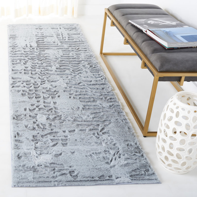 Faux Rabbit Fur Performance Machine Washable Solid Color Rug, Runner 2'6" x 8'