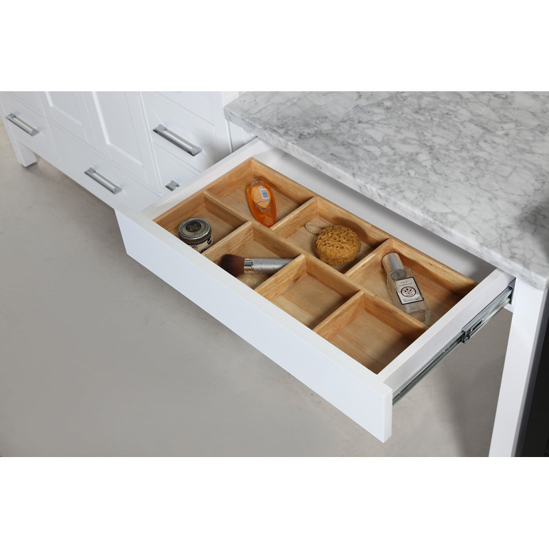 Ensemble de meuble-lavabo de salle de bain double 126 po avec miroir Carrasquillo, Blanc